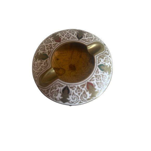 Vintage Brass & Enamel Ashtray With Decorative Design - Picture 2 of 4